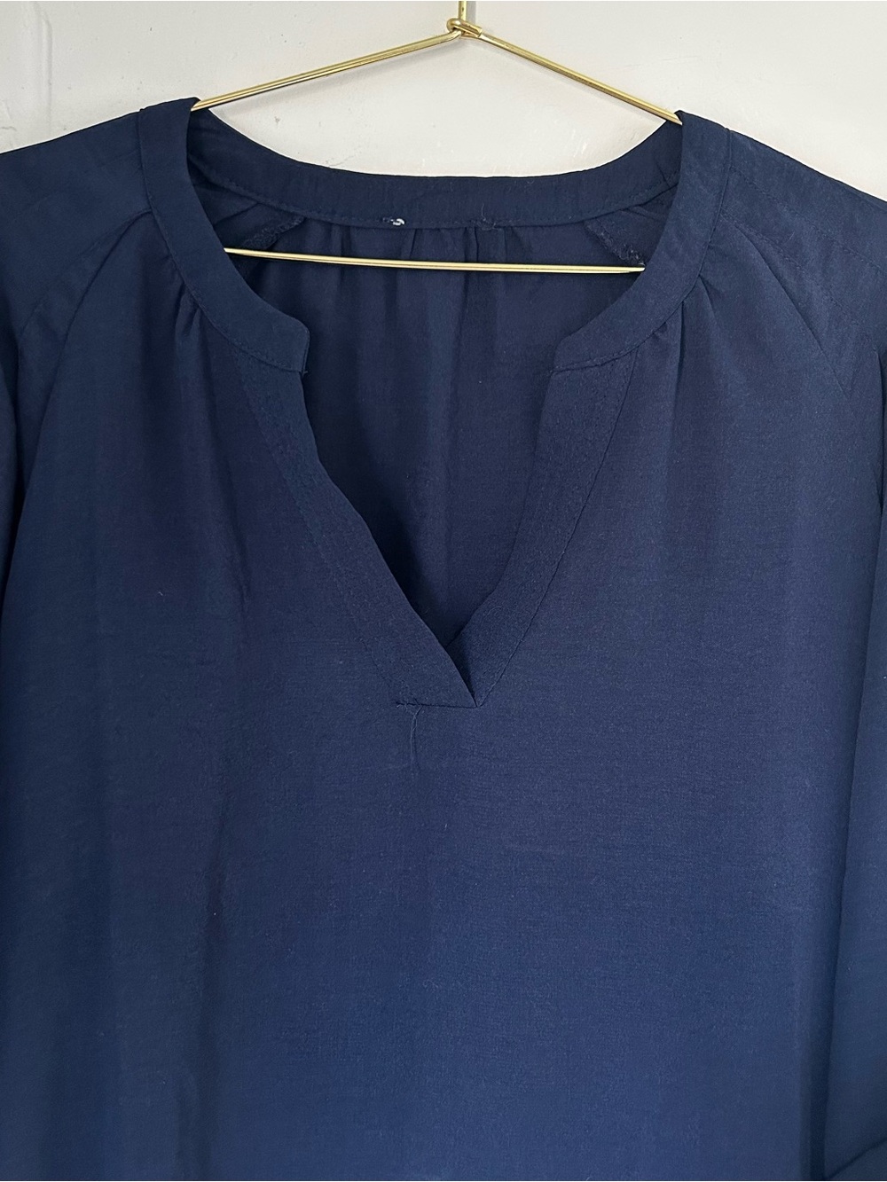 Maurices Navy Blue Quater Sleeve V-Neck Pullover Blouse - Picture 3 of 7